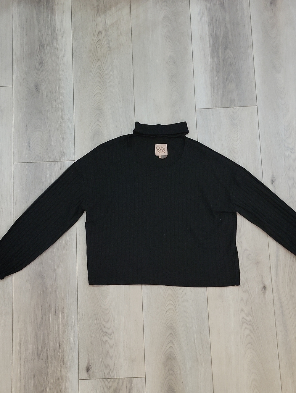 Chaser Black Ribbed Long-Sleeve Mock Neck Top